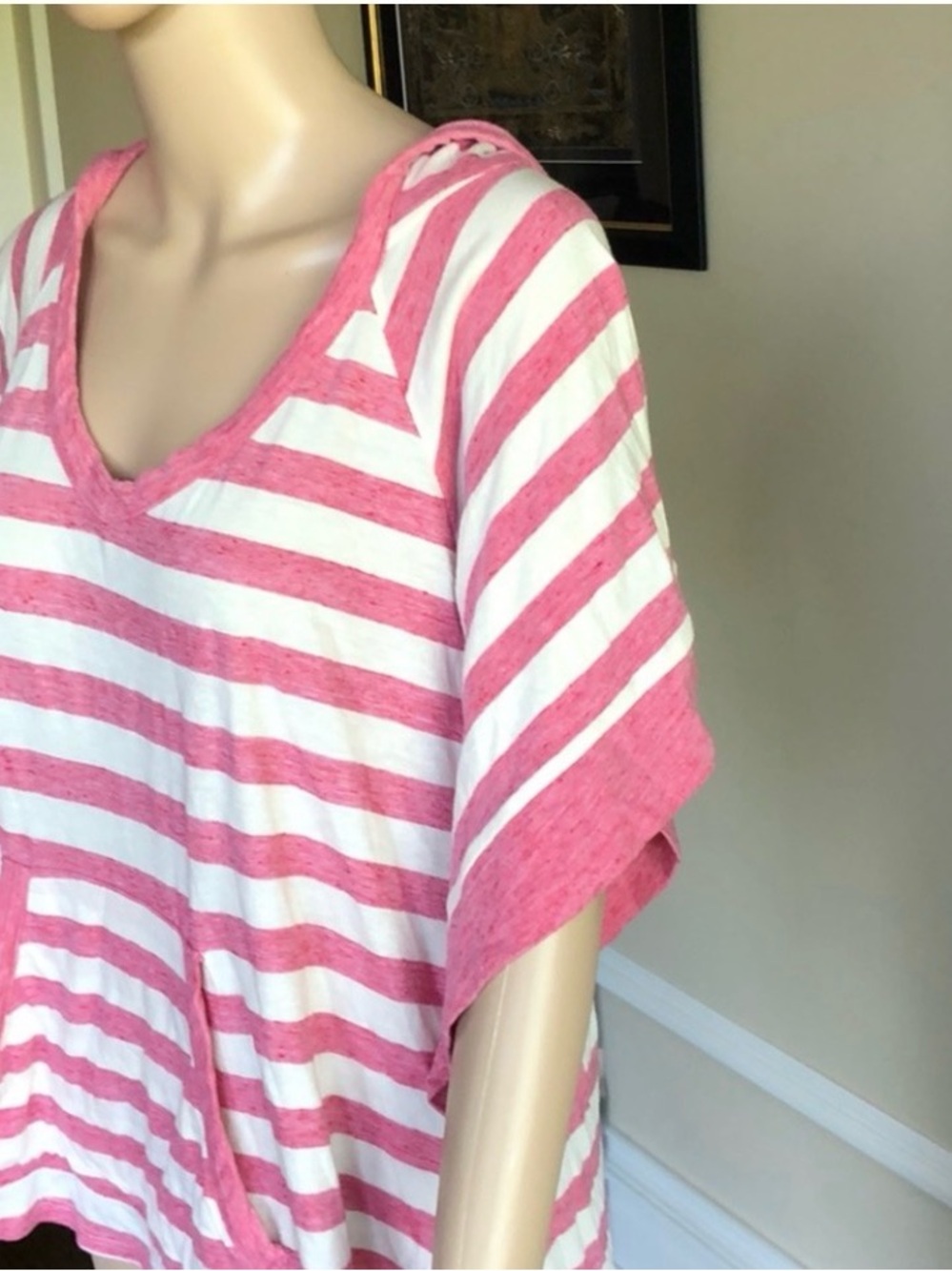 Splendid Pink & White Striped Hooded Women's Top - Picture 8 of 16